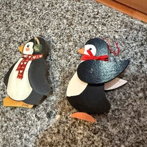 Festive Penguin Ornaments set of 2
